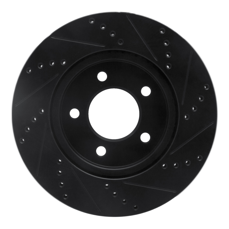 Chrysler Pacifica Brake Rotor (1) - Front Left - R1 Concepts - Drilled & Slotted - Black - `04-`08